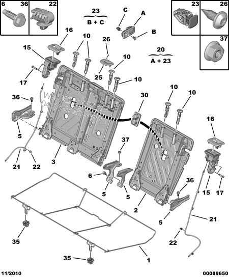 Rear Seat Frame Housing Peugeot 508 5 Door Estate 2 0 Hdi 138