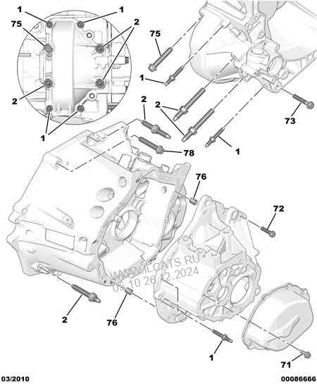 manual gear box casing fastening PEUGEOT 308 5 door estate 1.6 hdi 92 ...