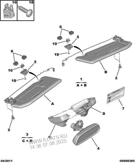 Interior Rear View Mirror Sun Visor Peugeot 508 4 Door Saloon 2 0 Hdi 138 Particle Emission Filter