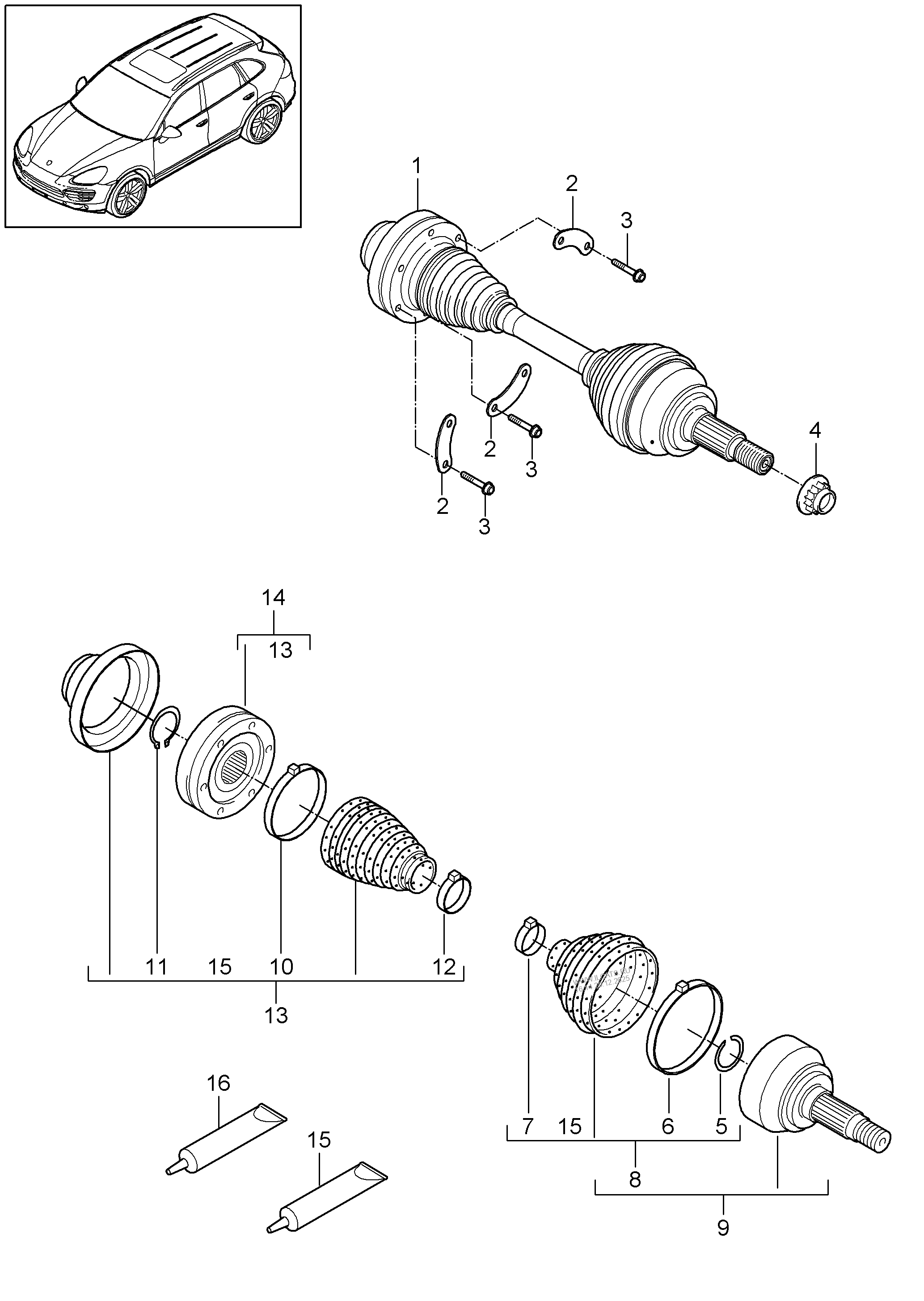 Drive shaft. D >> MJ 2014 PORSCHE CAYENNE