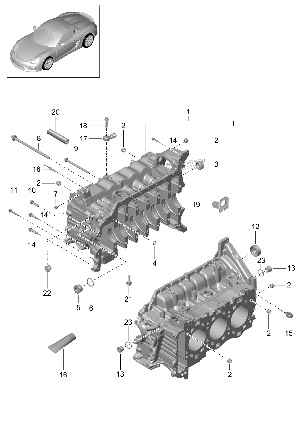 Crankcase housing PORSCHE BOXSTER SPYDER