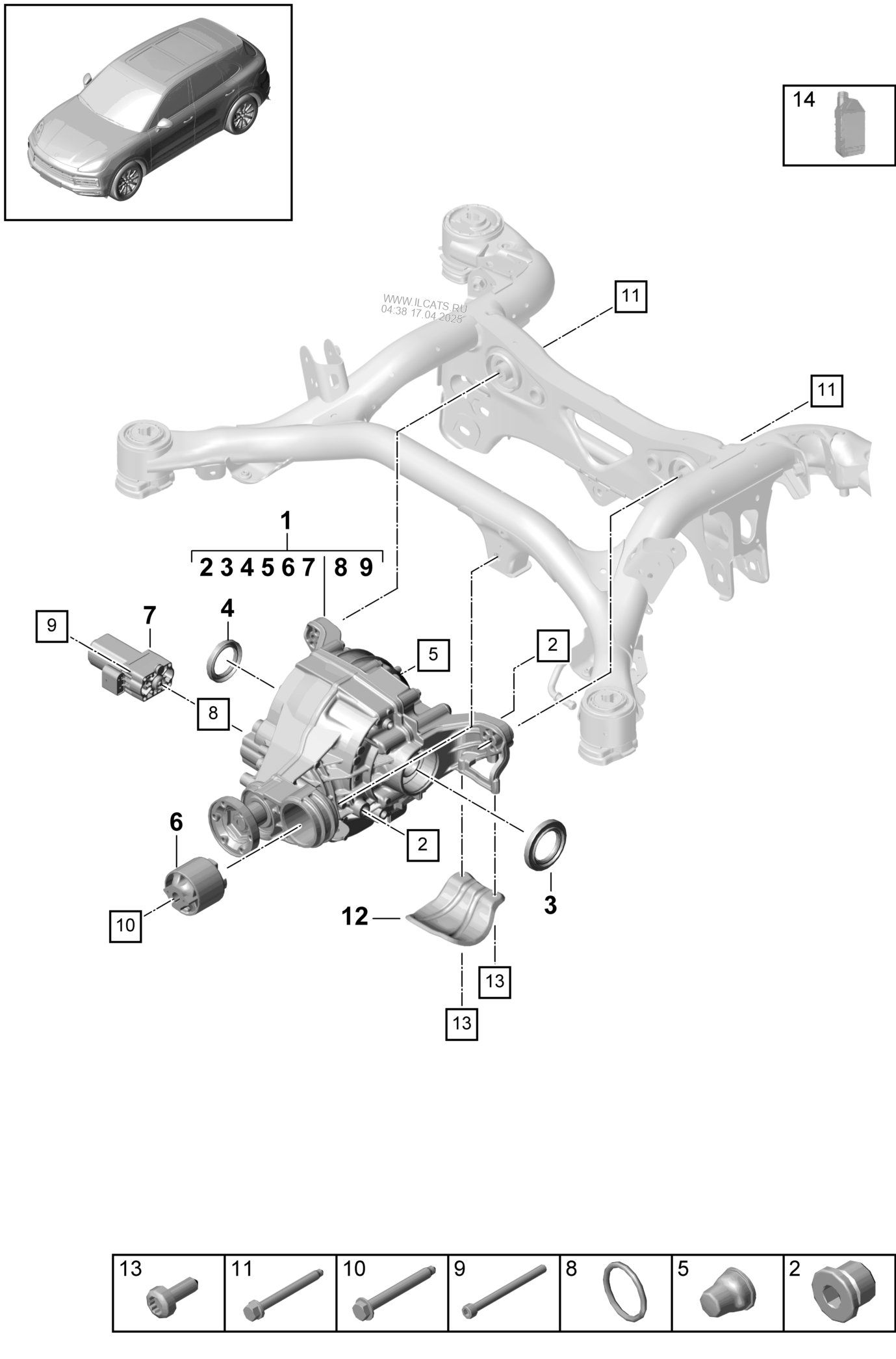 Rear Axle Differential For Models With Differential Lock Porsche Cayenne