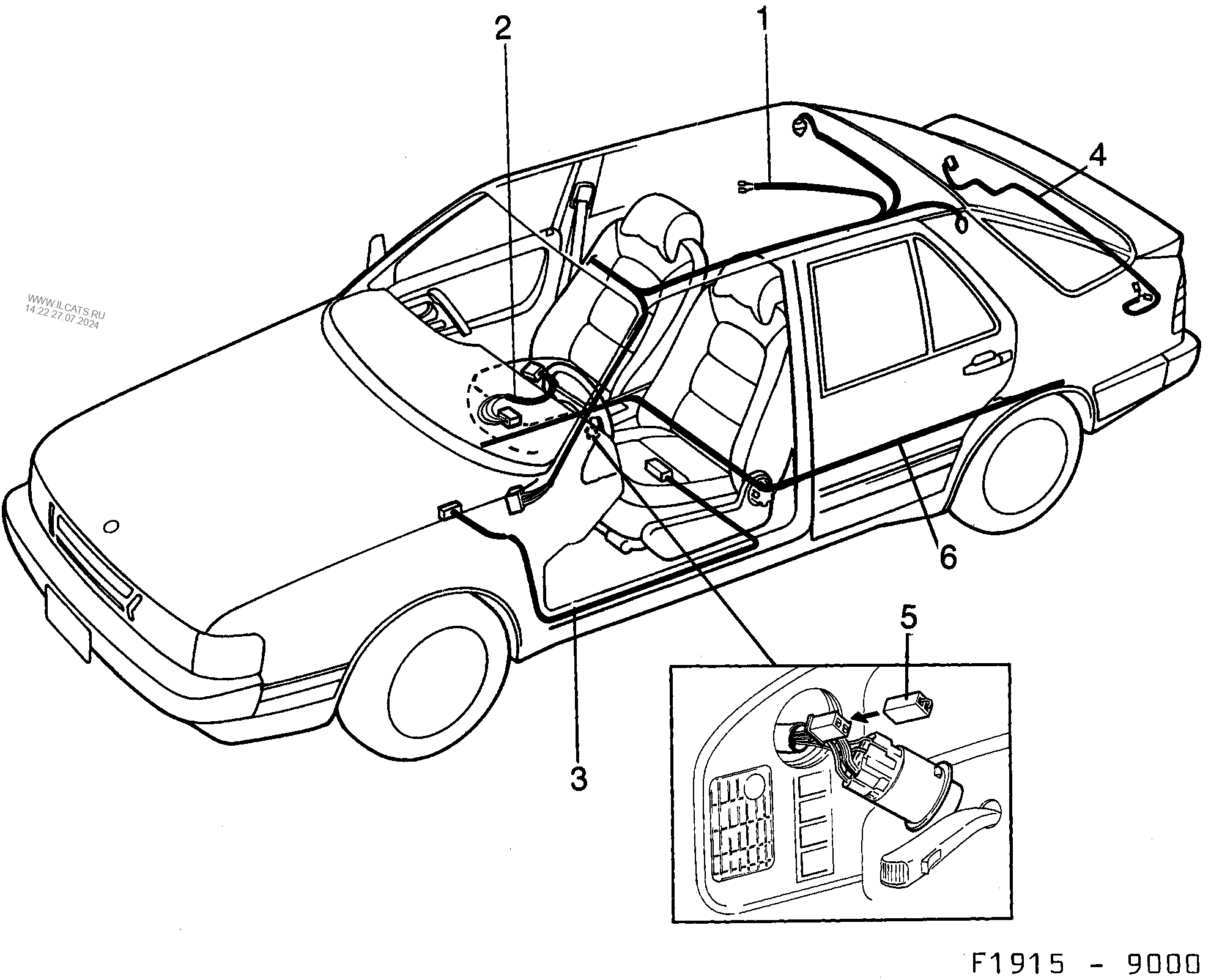 Салонная проводка Saab 9000