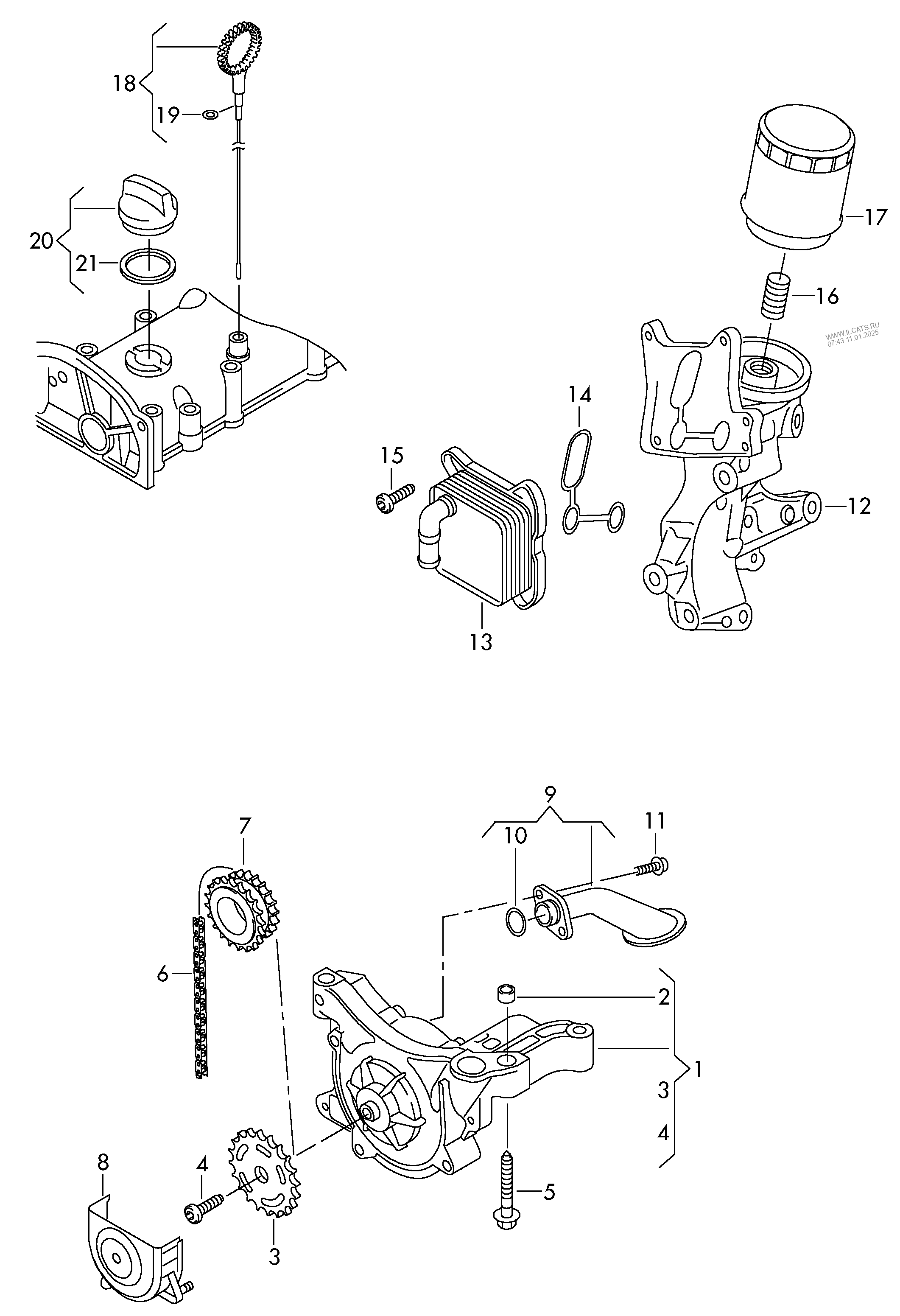 oil pump. oil filter. oil dipstick. oil cooler SEAT IBIZA/ST