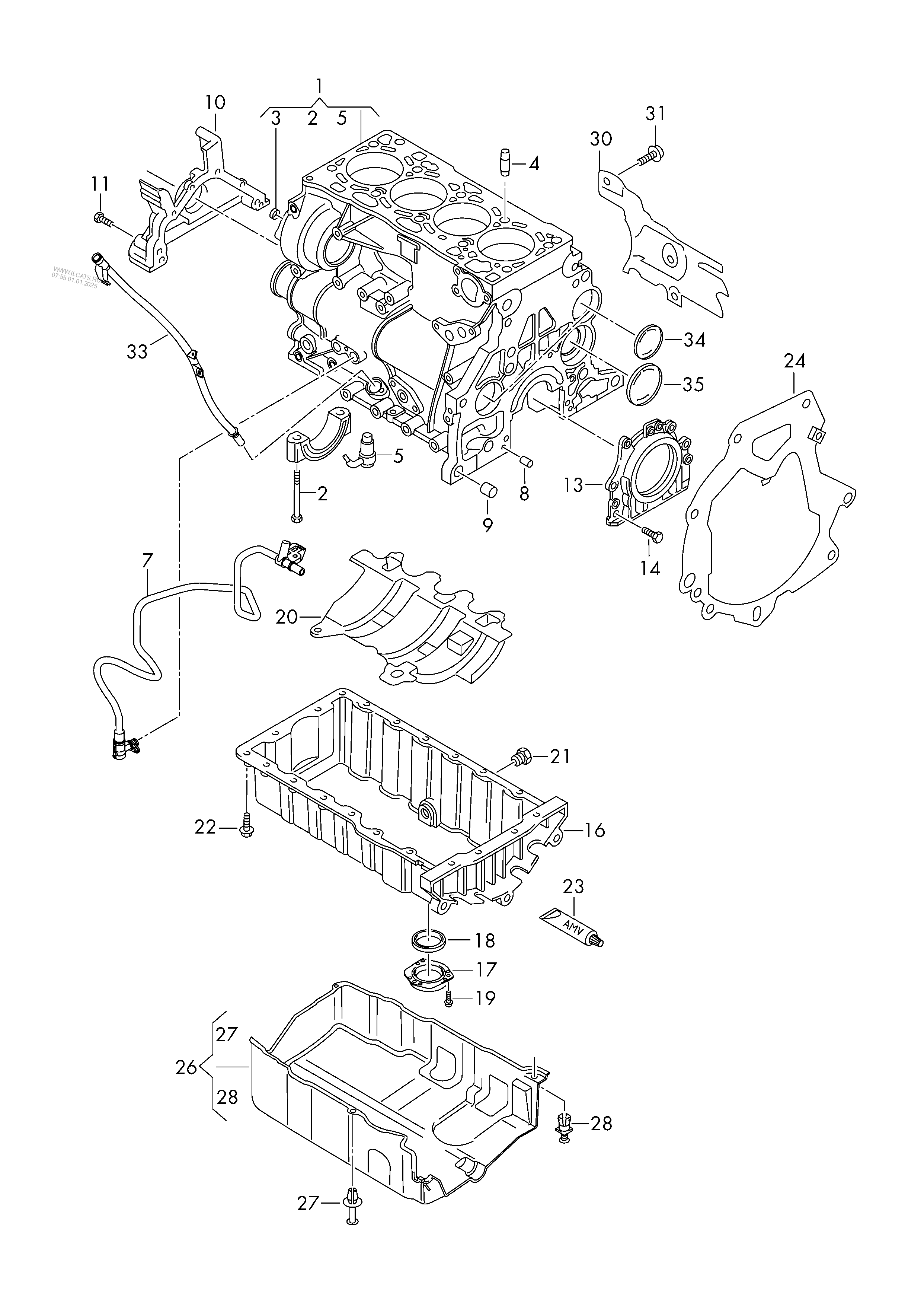 cylinder block with pistons, crankshaft and bearings. oil sump SEAT LEON