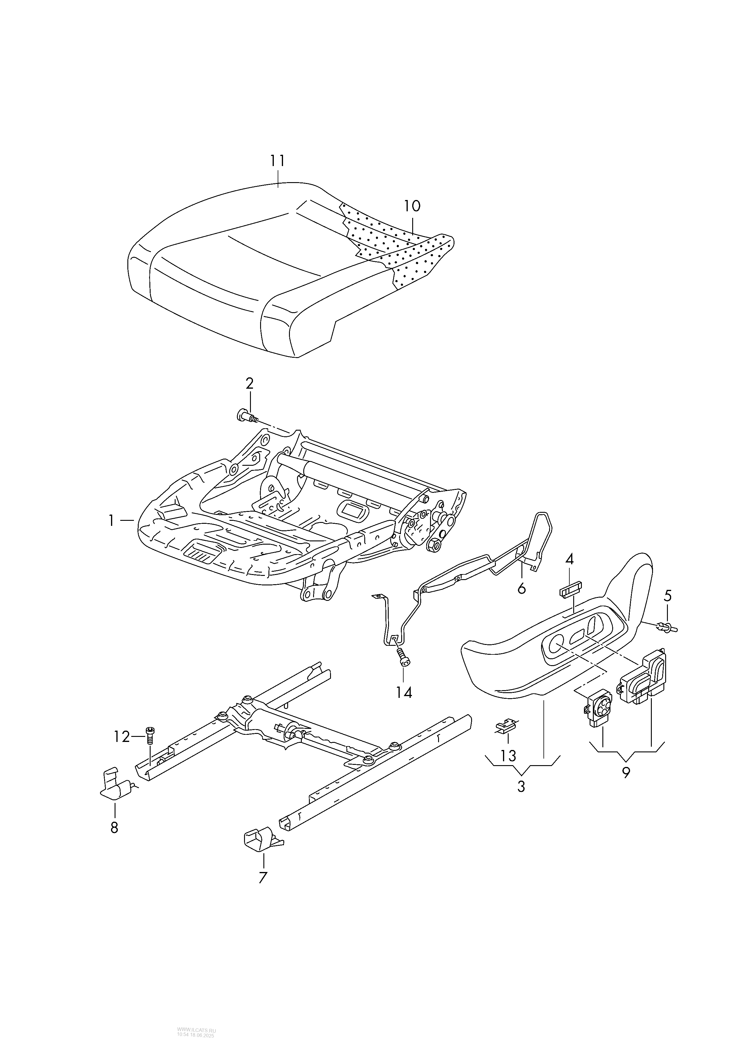 seat frame (electrically adjustable) SEAT ATECA