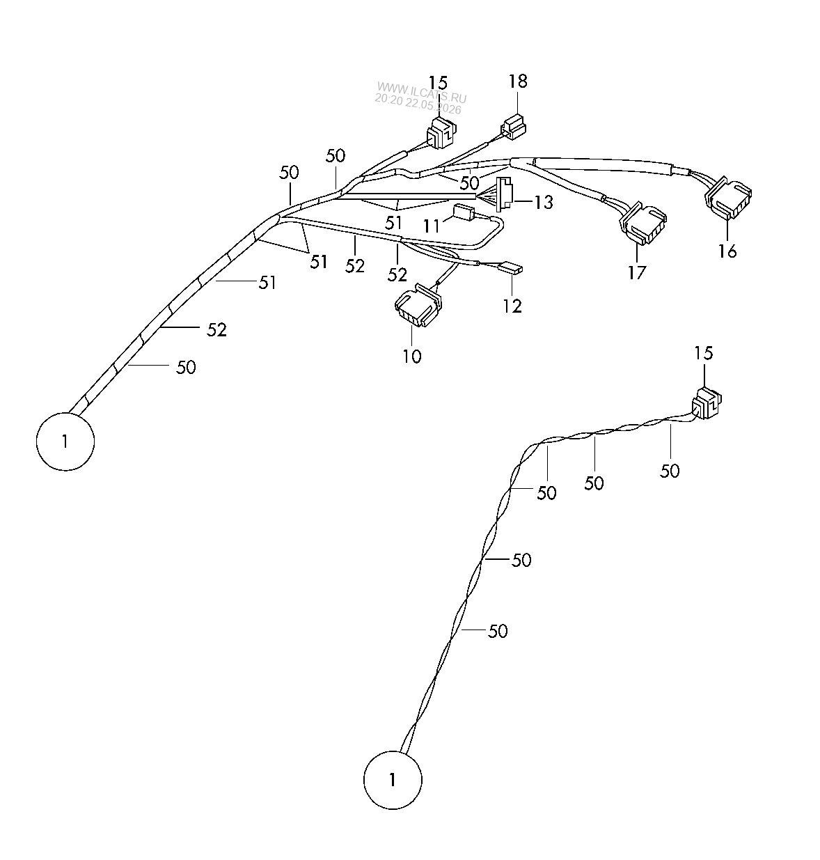 Individual Parts Area Roof Wiring Harness No Fi