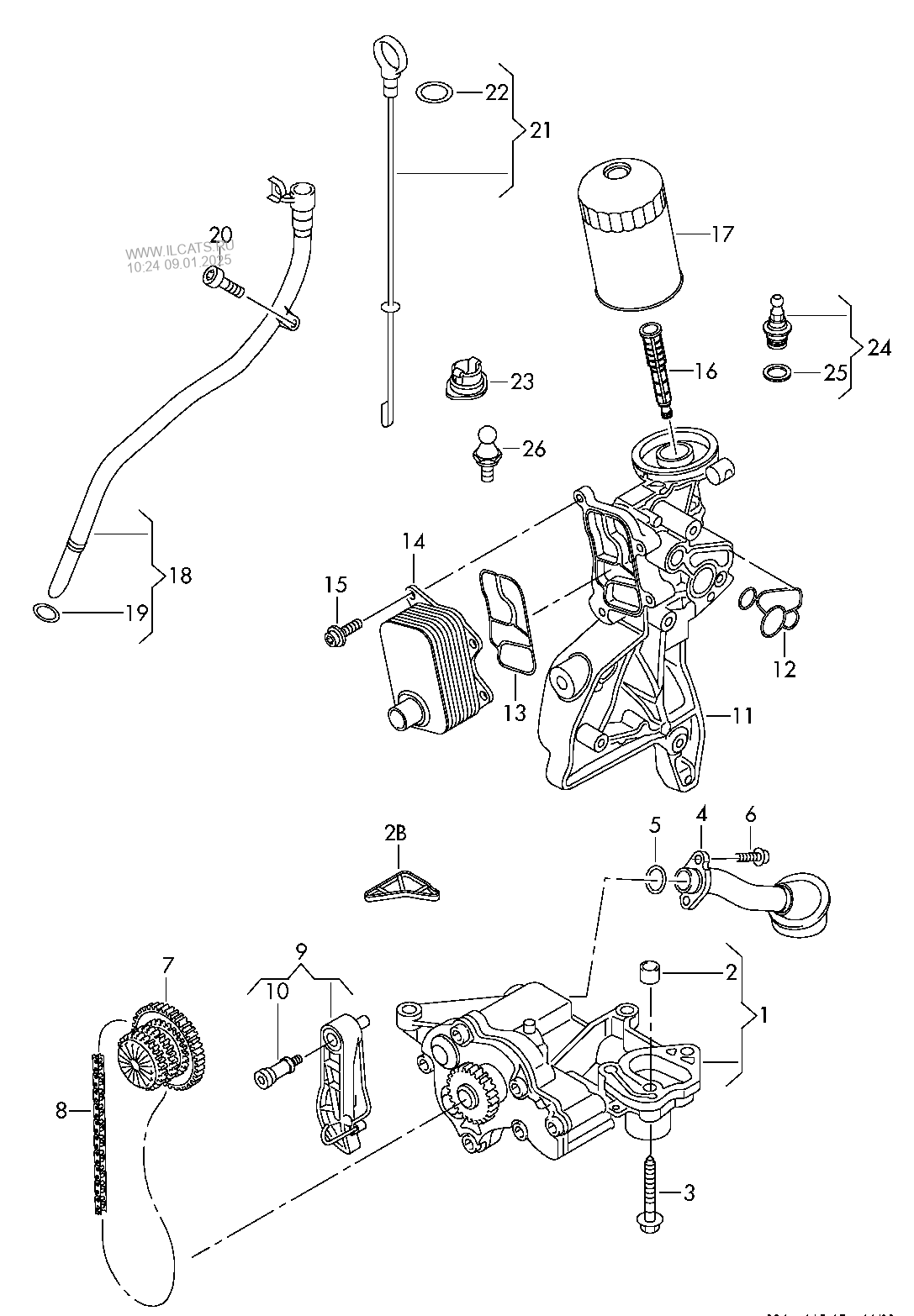 oil pump. oil cooler. oil filter. oil dipstick SKODA YETI