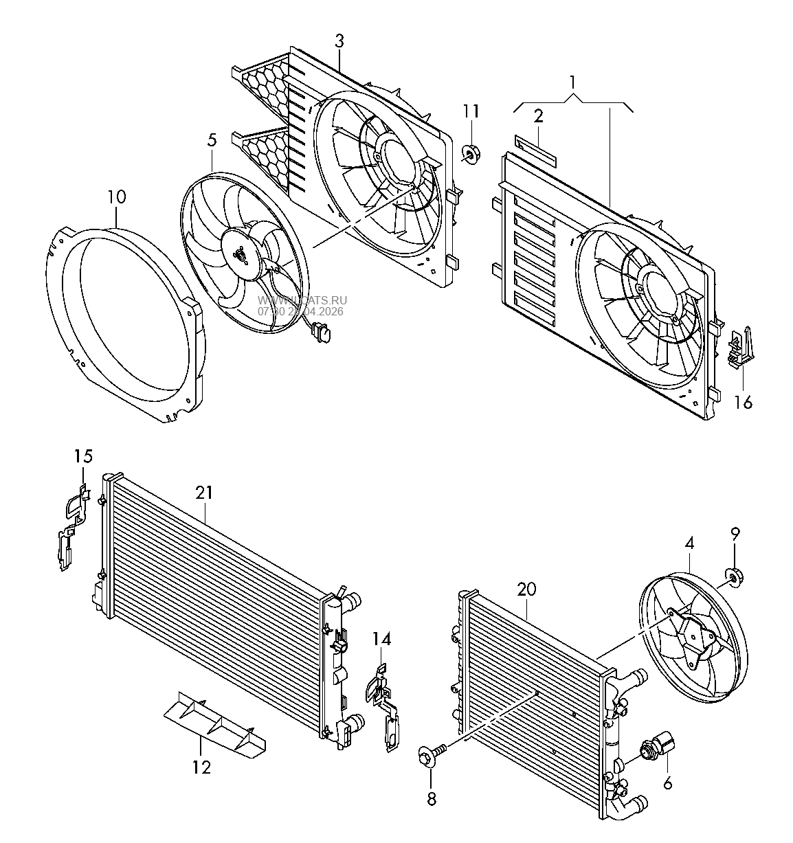 Рамка вентилятора. Воздуховод SKODA RAPID