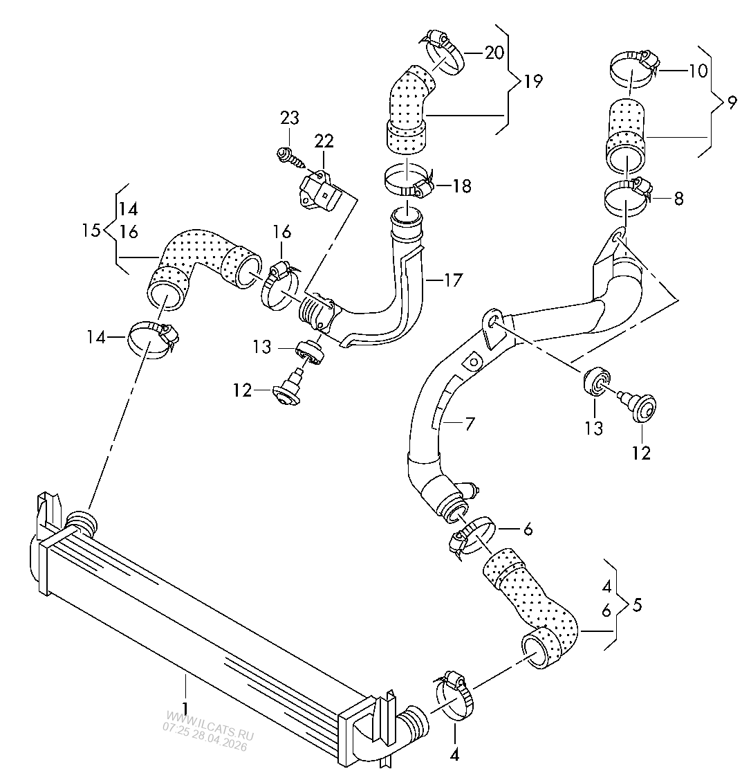 Охладитель наддув. воздуха SKODA RAPID