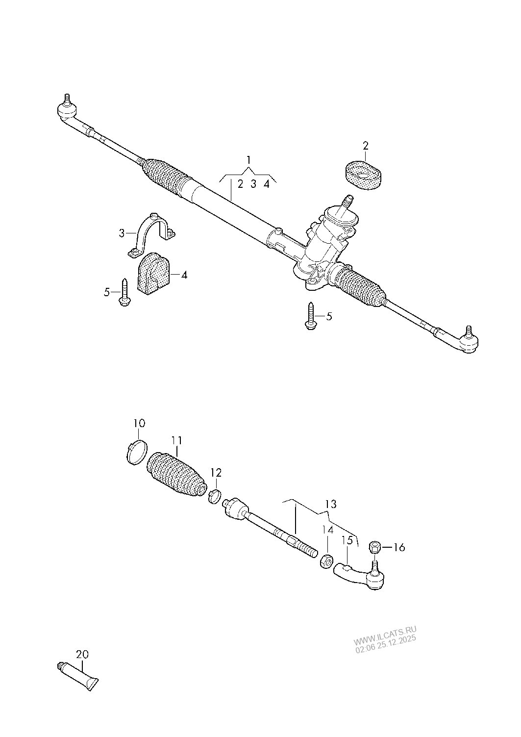 steering gear. track rod. for vehicles with electronic stabilisation