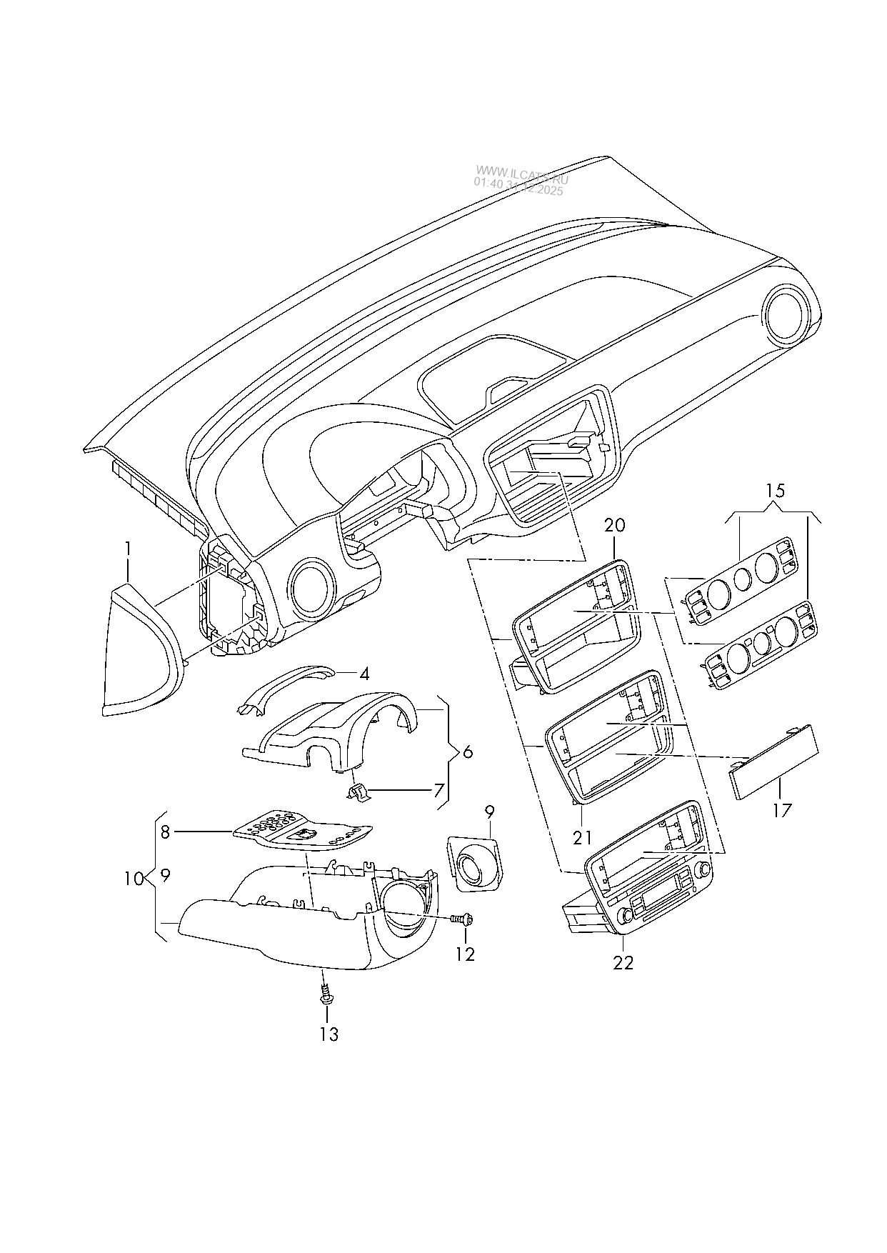 dashboard fittings SKODA CITIGO