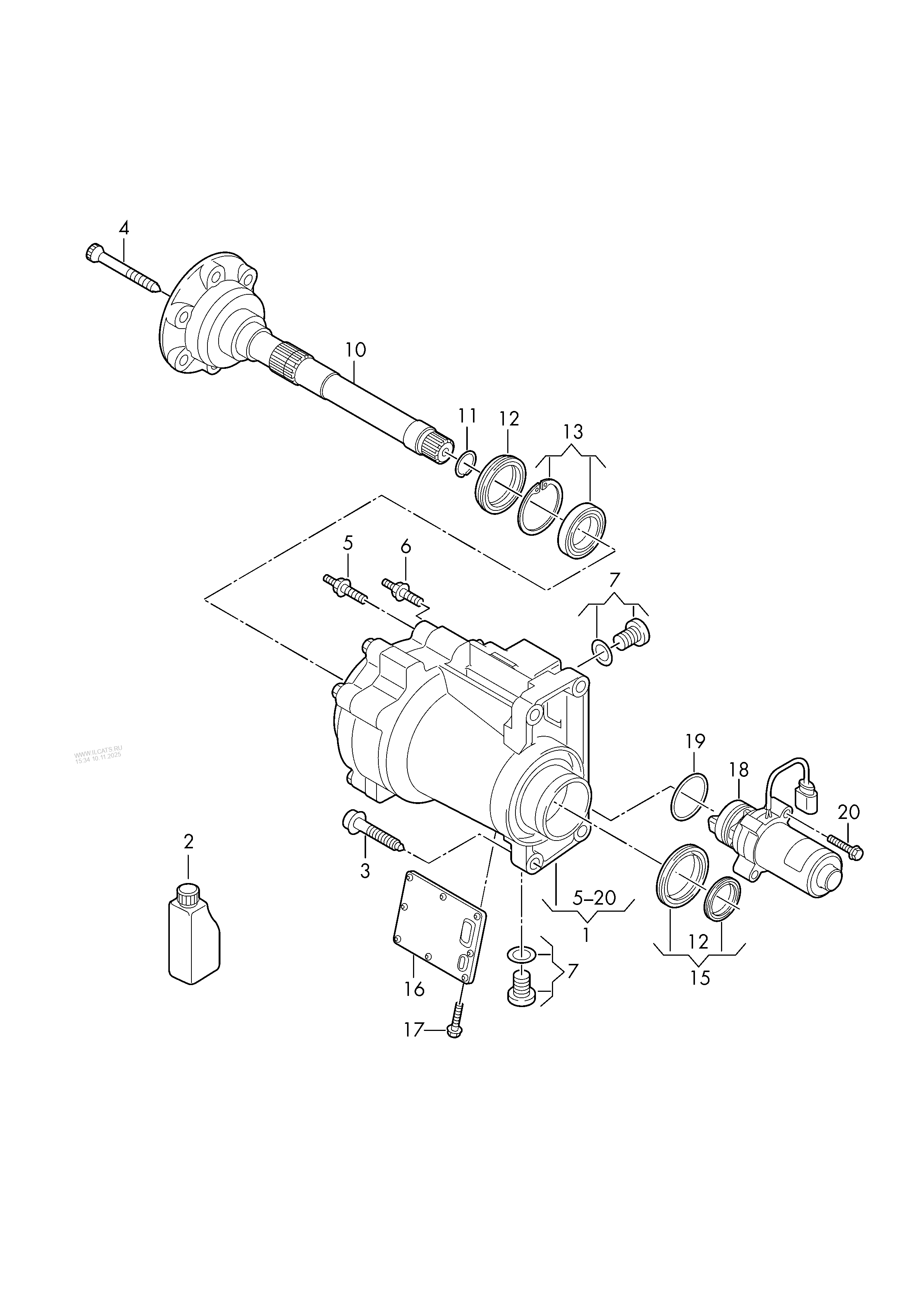 front axle differential lock. for 6speed dual clutch gearbox SKODA OCTAVIA