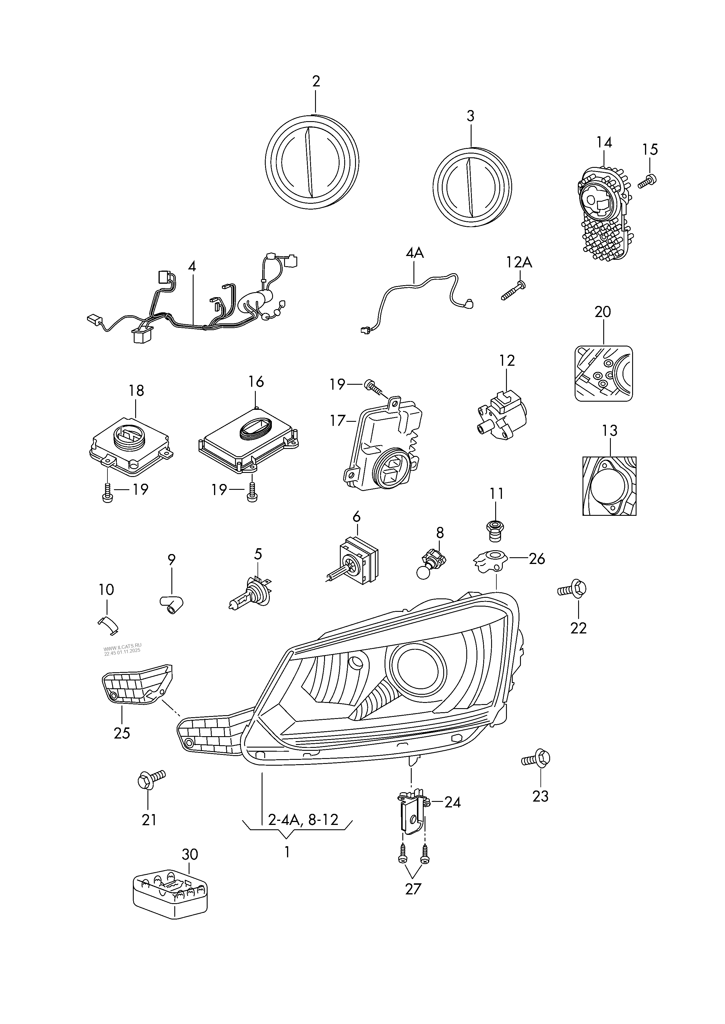 halogen twin headlights with gas discharge bulb SKODA YETI