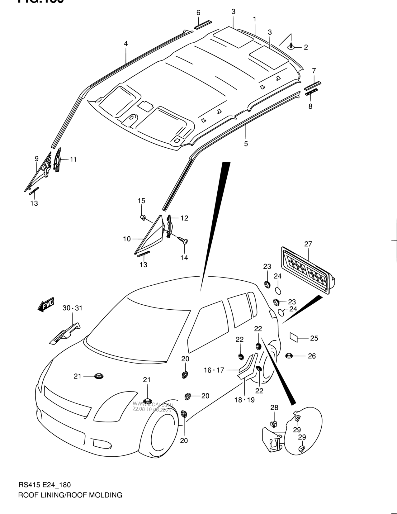 Roof Lining Roof Molding Suzuki Swift Rs416 2