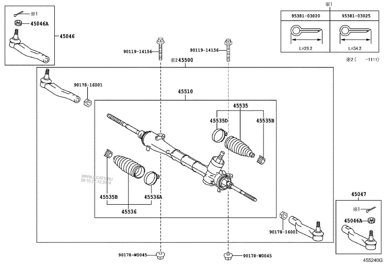 FRONT STEERING GEAR & LINK TOYOTA AVENSIS&(273560)