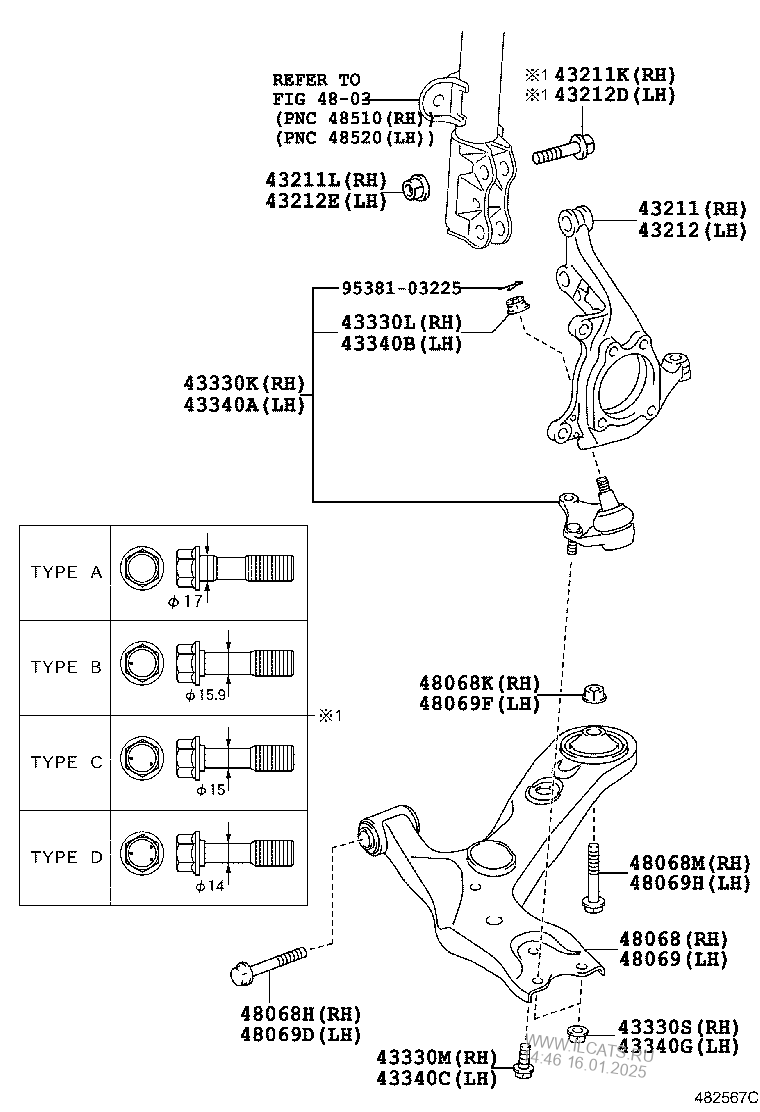 FRONT AXLE ARM & STEERING KNUCKLE TOYOTA AURIS/HYBRID (UKP)&(166510)