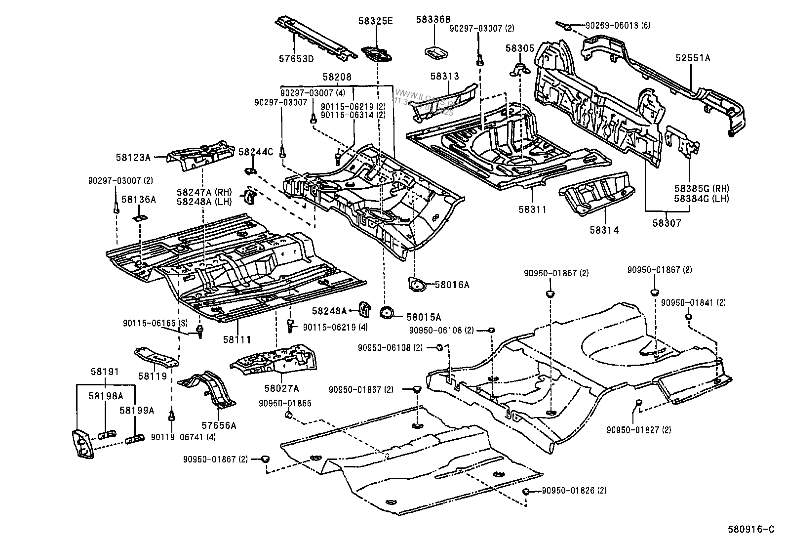 FLOOR PAN & LOWER BACK PANEL TOYOTA COROLLA HB/LB&(153540)