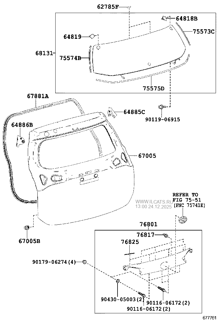 BACK DOOR PANEL & GLASS TOYOTA RAV4&(662540)