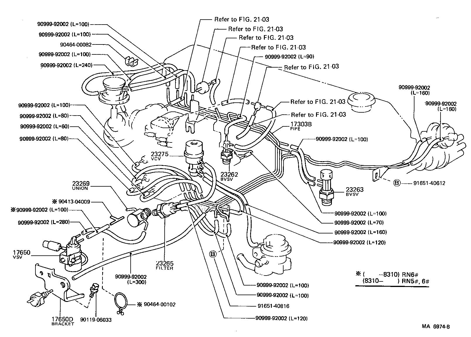 VACUUM PIPING TOYOTA 4-RUNNER TRUCK&(671440)