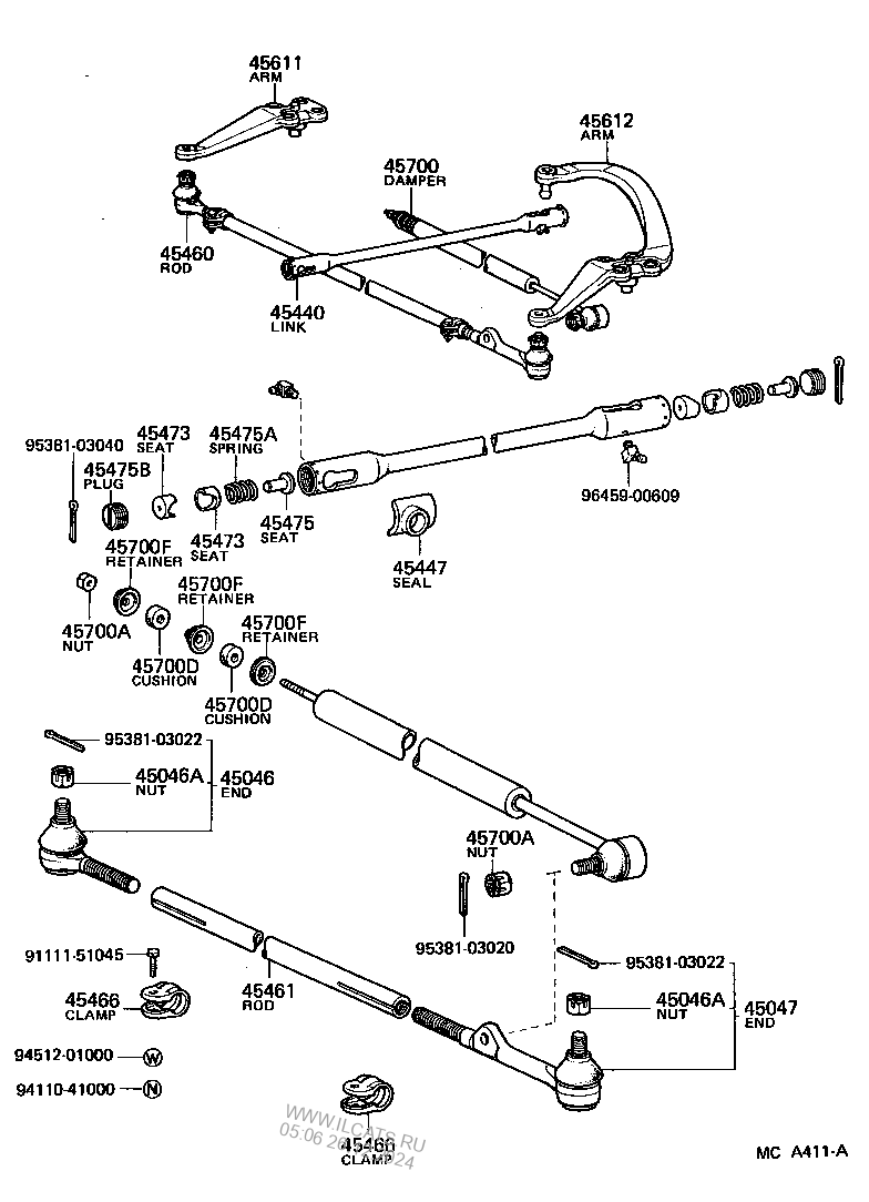 FRONT STEERING GEAR & LINK TOYOTA 4-RUNNER TRUCK&(671440)