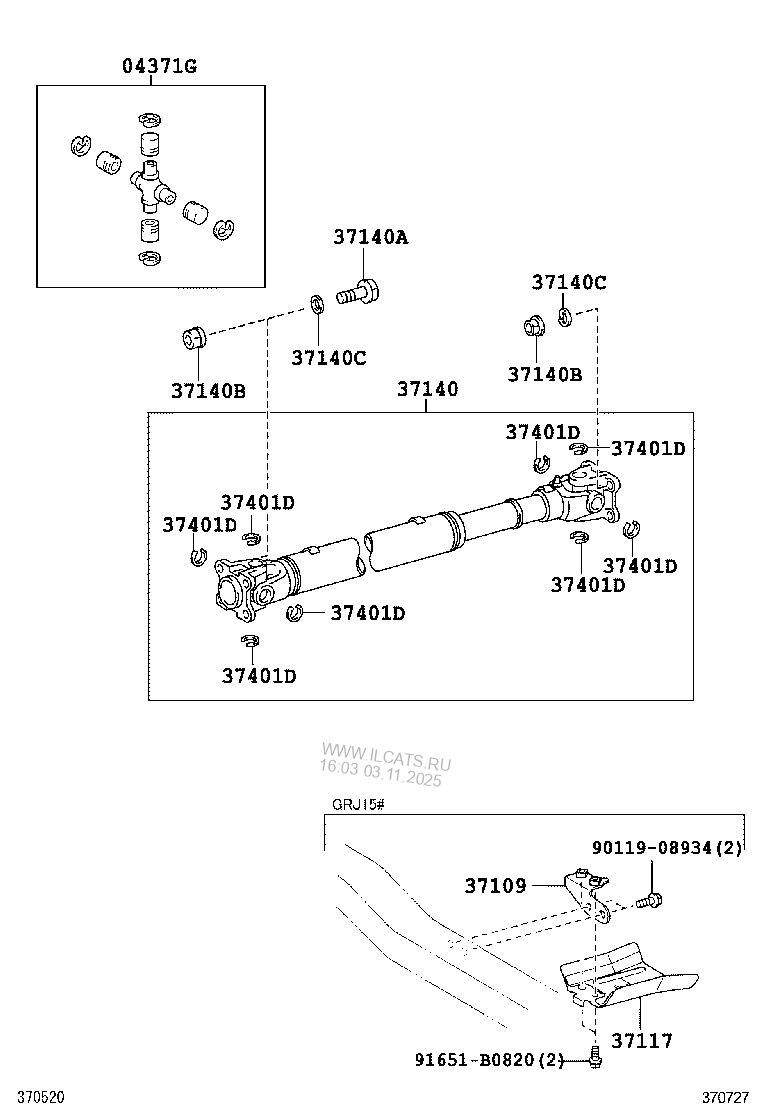 PROPELLER SHAFT & UNIVERSAL JOINT TOYOTA LAND CRUISER PRADO&(781360)