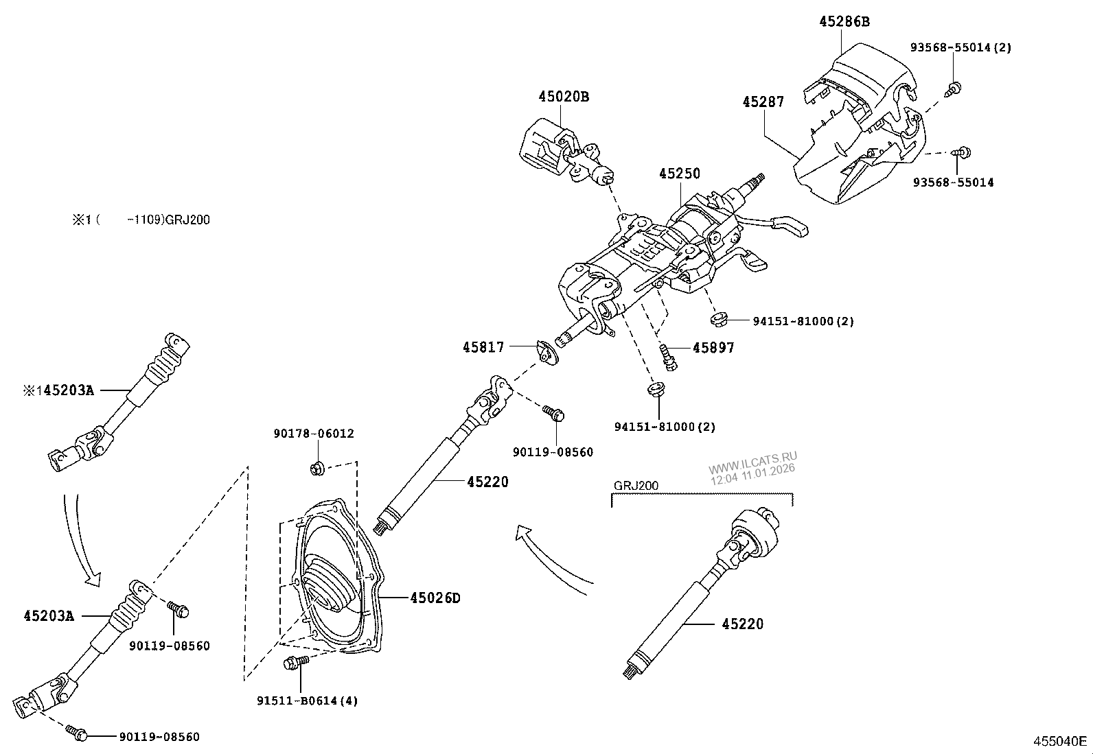 STEERING COLUMN & SHAFT TOYOTA LAND CRUISER&(791360)