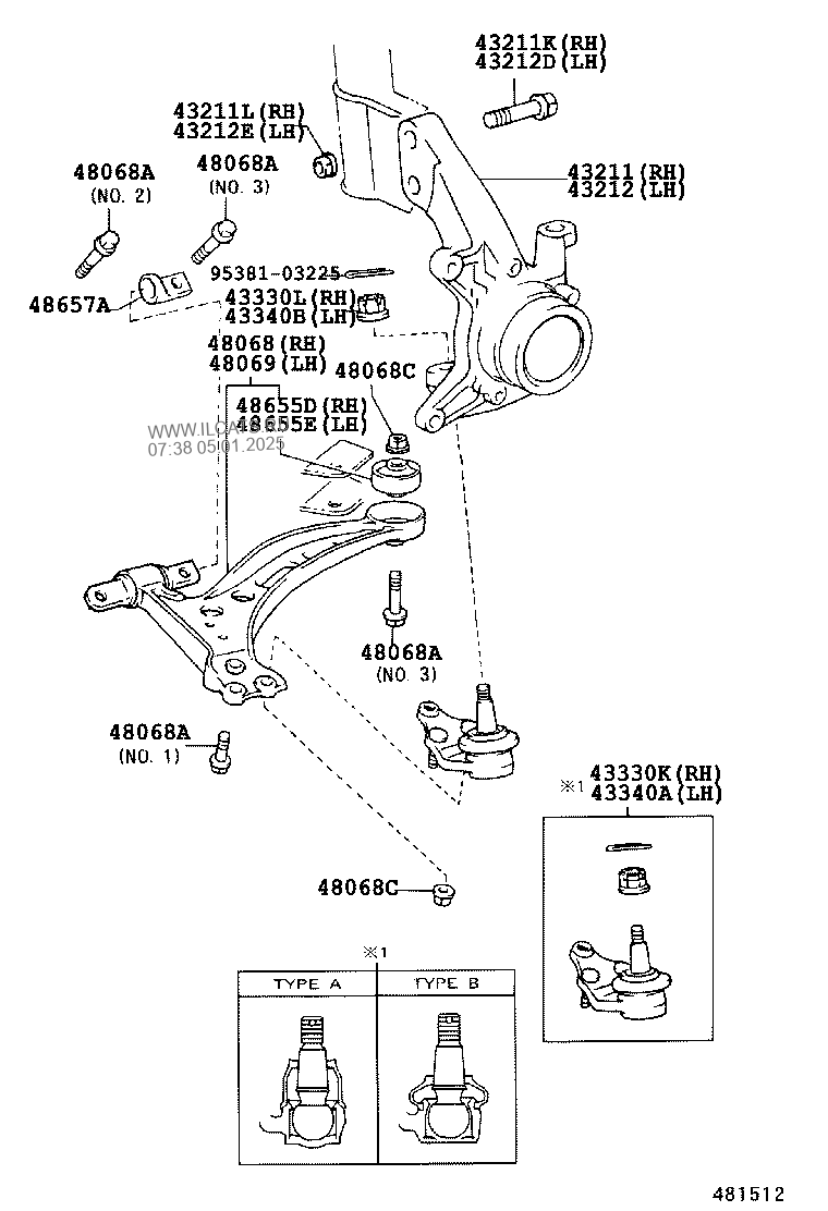 FRONT AXLE ARM & STEERING KNUCKLE TOYOTA CAMRY (AUSTRALIA)&(285370)