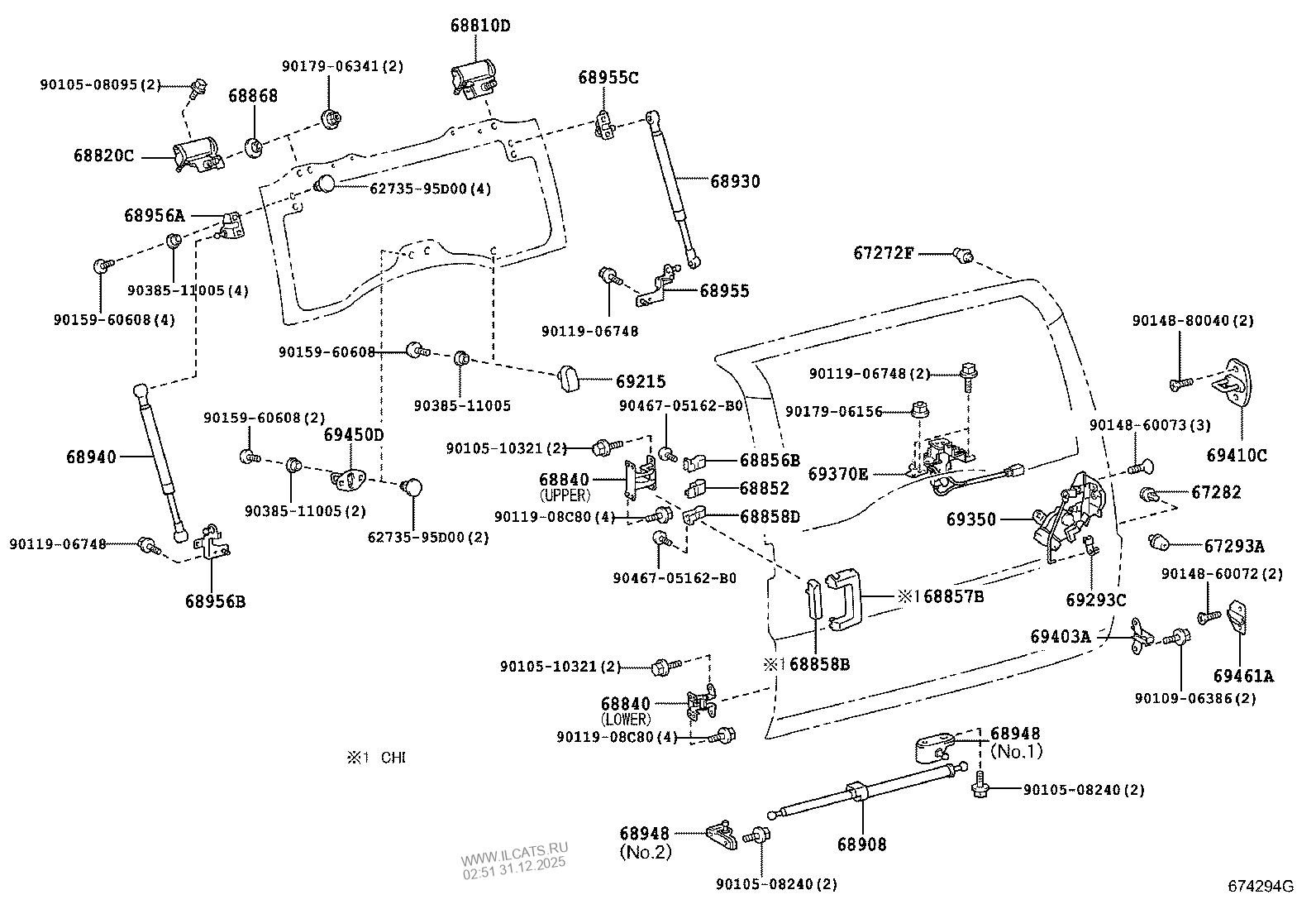 BACK DOOR LOCK & HINGE TOYOTA FJ CRUISER&(663310)