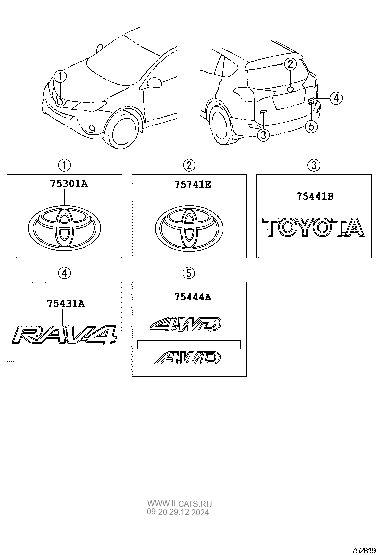 EMBLEM & NAME PLATE TOYOTA RAV4&(662340)