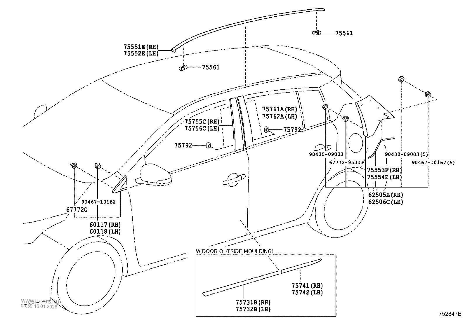 SIDE MOULDING TOYOTA YARIS&(113320)