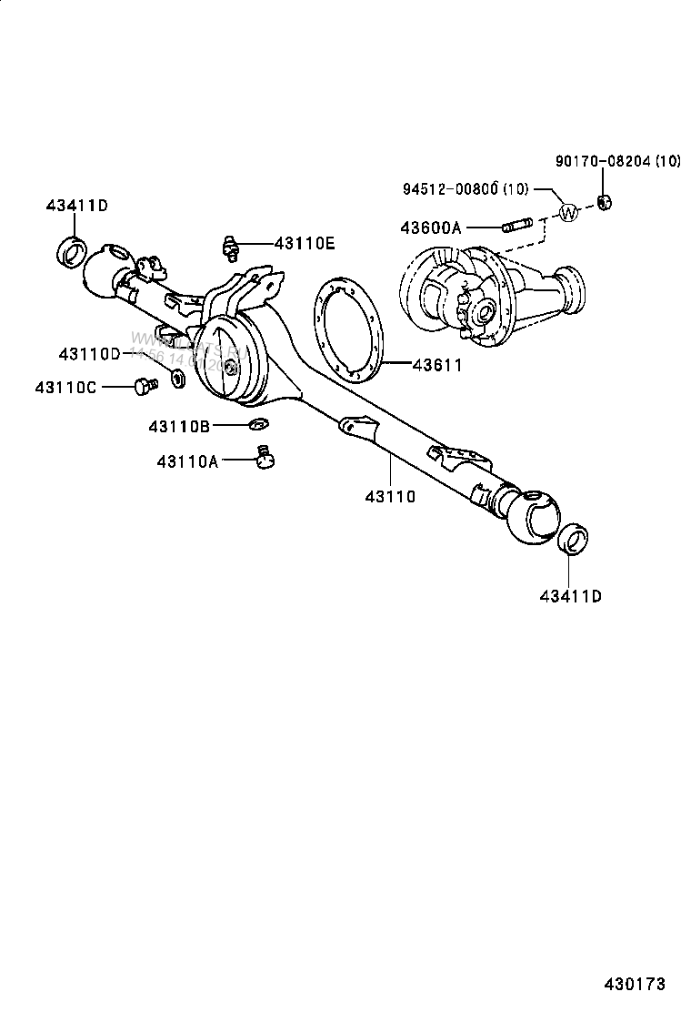 FRONT AXLE HOUSING & DIFFERENTIAL TOYOTA HILUX/4RUNNER (4WD)&(671350)