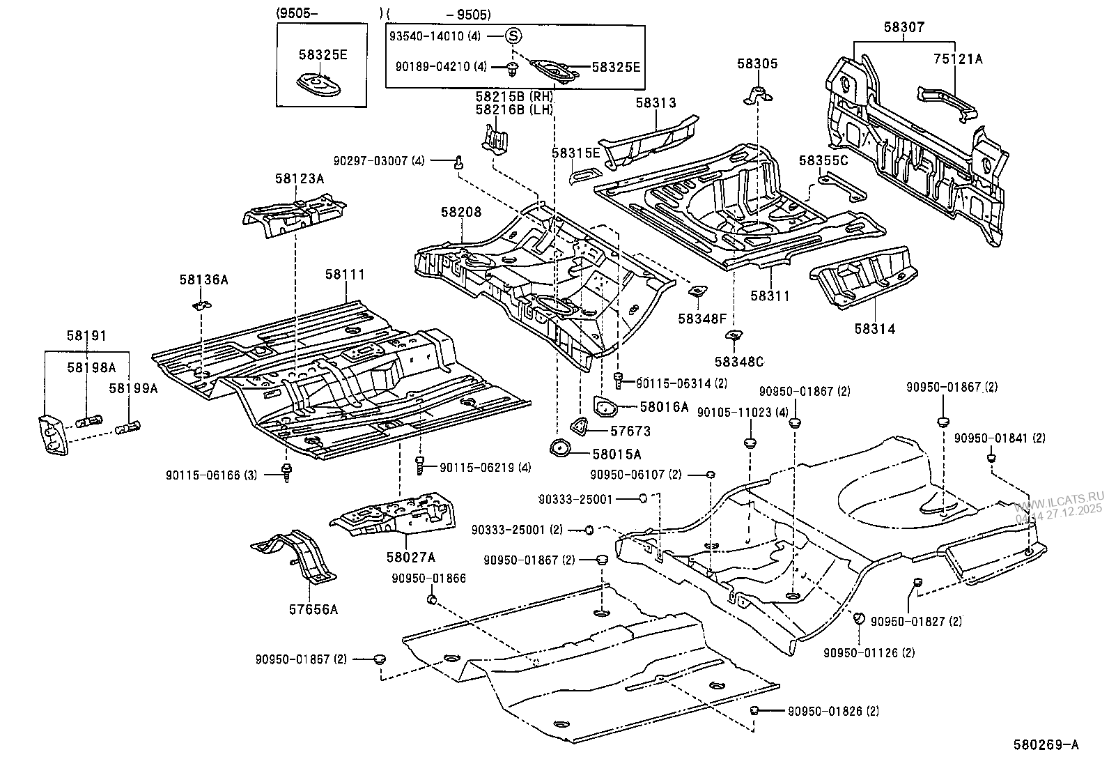 FLOOR PAN & LOWER BACK PANEL TOYOTA COROLLA SED/CP/WG&(151330)