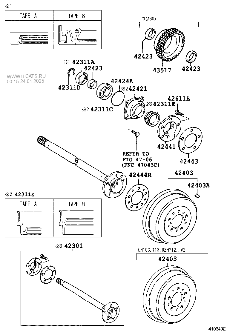 Rear Axle Shaft & Hub Toyota Hiace Regiusace&(711140)