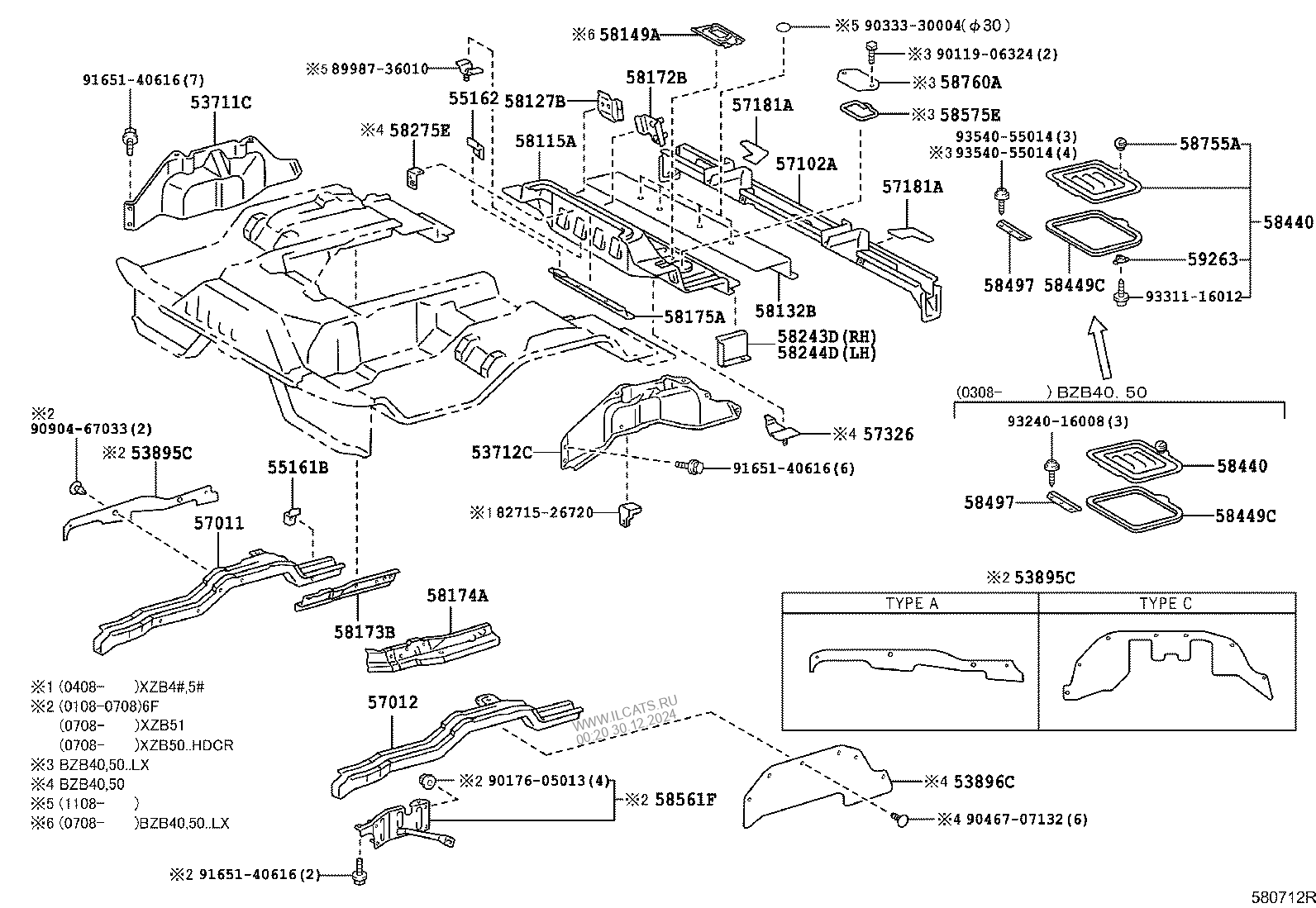 FRONT FLOOR PANEL & FRONT FLOOR MEMBER TOYOTA COASTER&(811130)