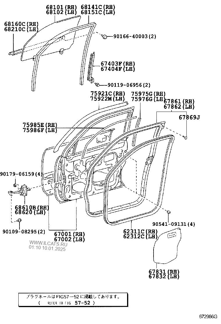 FRONT DOOR PANEL & GLASS TOYOTA HILUX SURF&(671170)