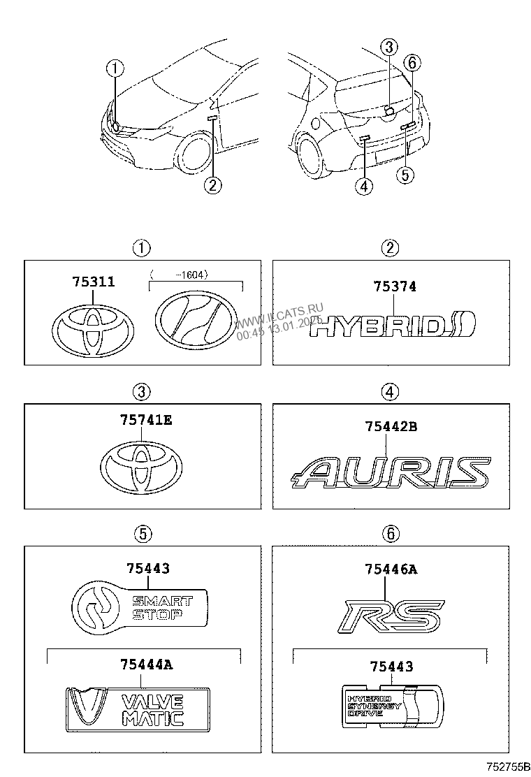 Emblem & Name Plate (exterior & Interior) Toyota Auris&(165120)