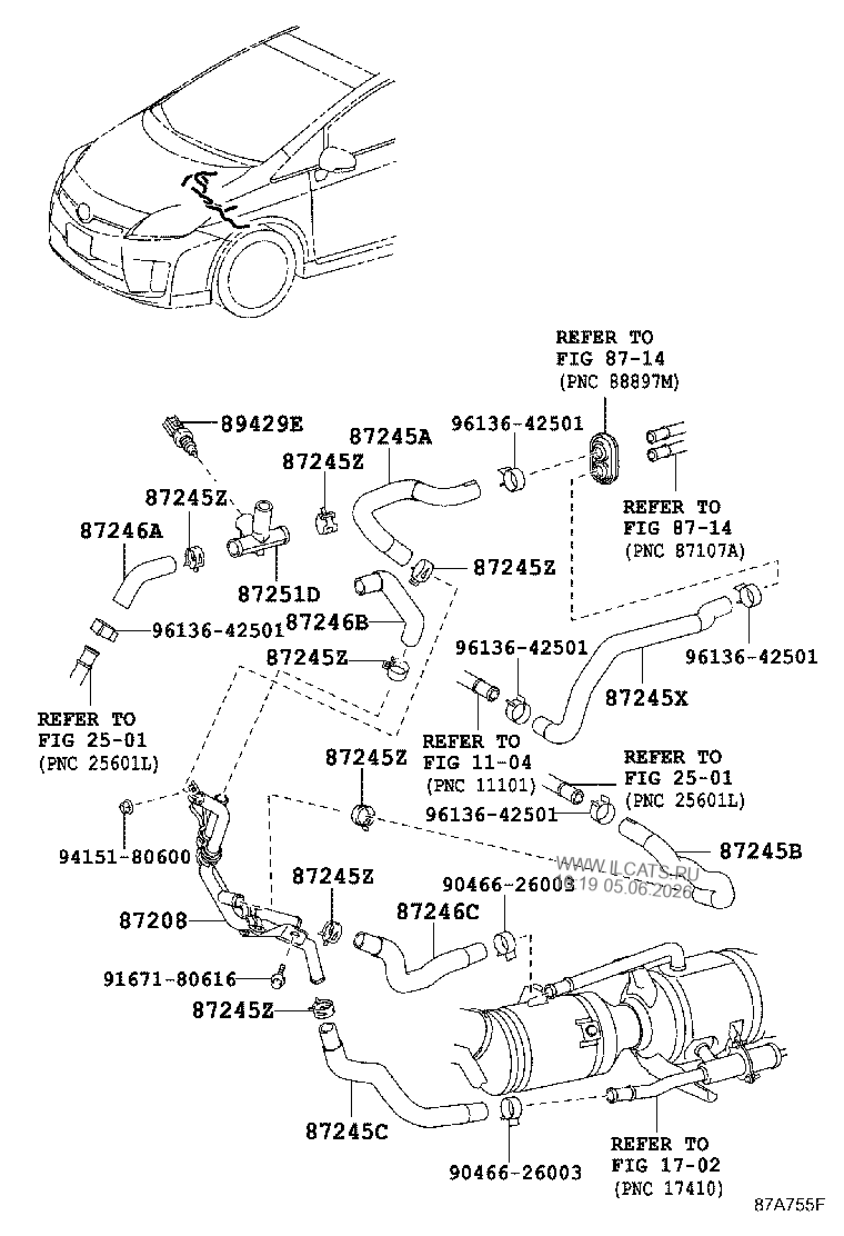  AIR CONDITIONING WATER PIPING TOYOTA PRIUS 222130 