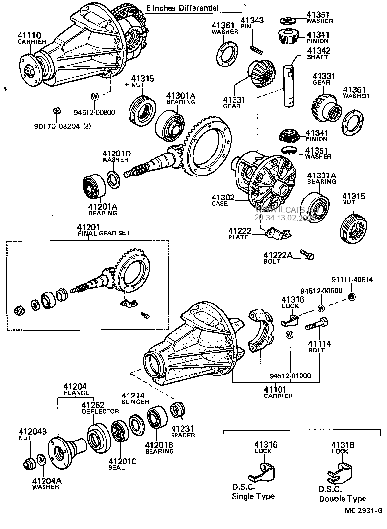 Rear Axle Housing And Differential Toyota Corollaand 191110