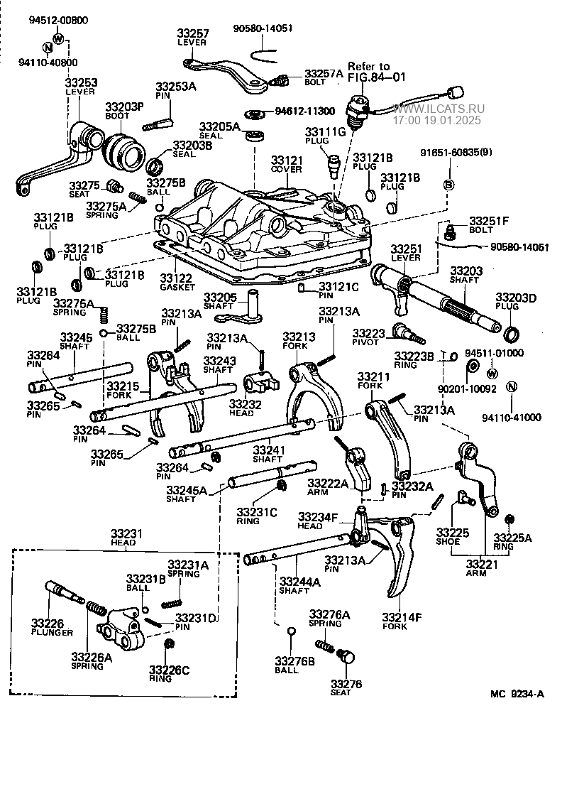 GEAR SHIFT FORK & LEVER SHAFT (MTM) TOYOTA HIACE VAN,WAGON&(711120)