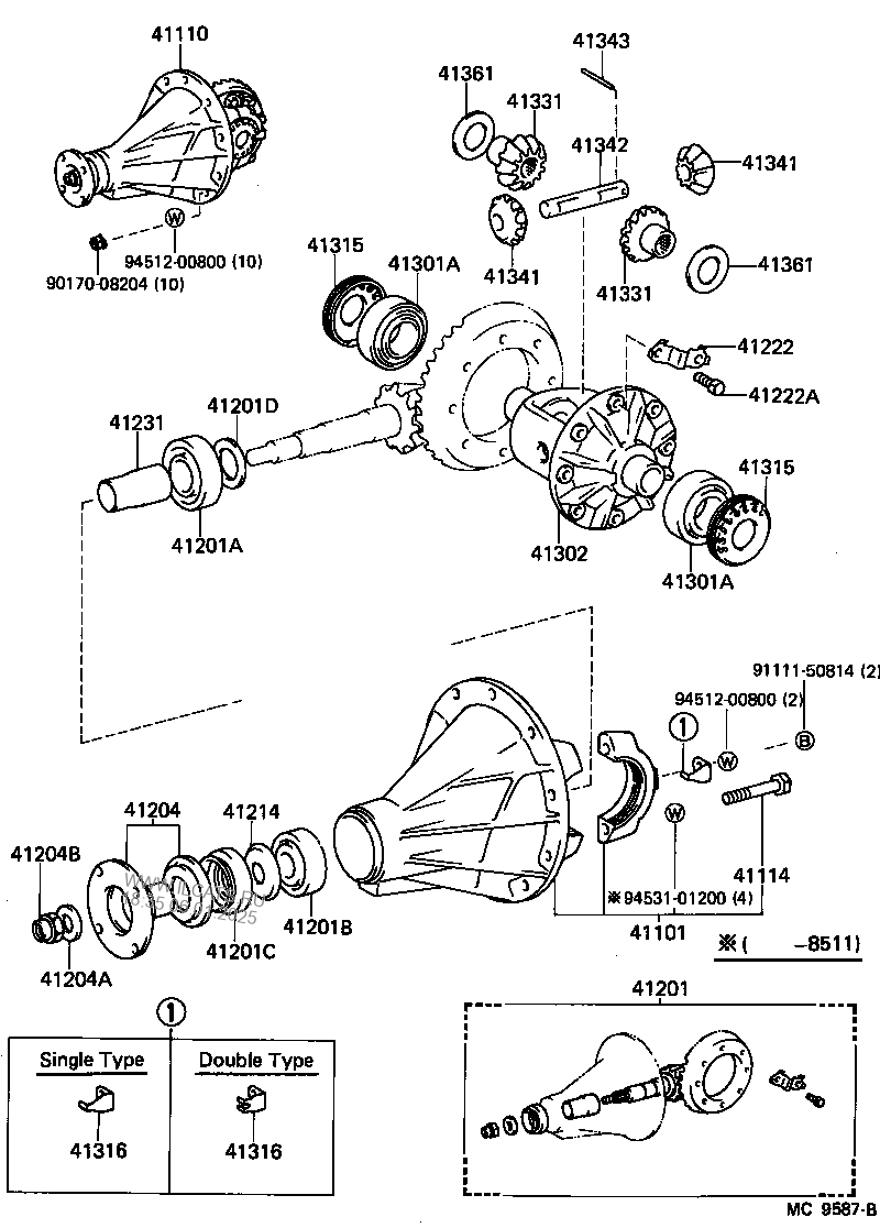 REAR AXLE HOUSING & DIFFERENTIAL TOYOTA SPRINTER TRUENO&(162150)