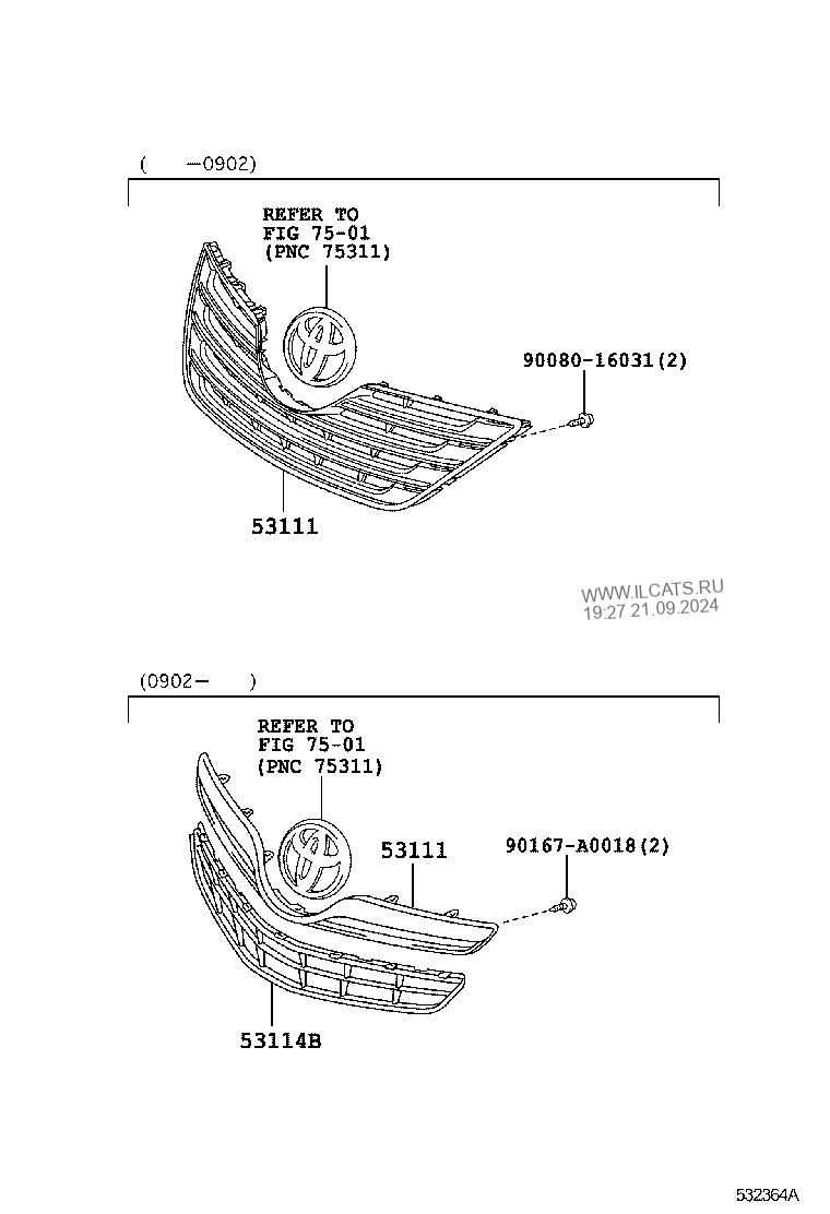 Refer to fig. Fig 75-01 PNC 75311. Refer to Fig 7601 (PNC 76852a).