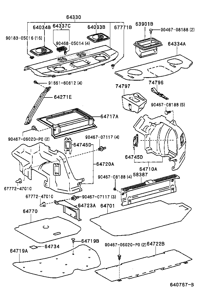 INSIDE TRIM BOARD TOYOTA RAV4 662410 