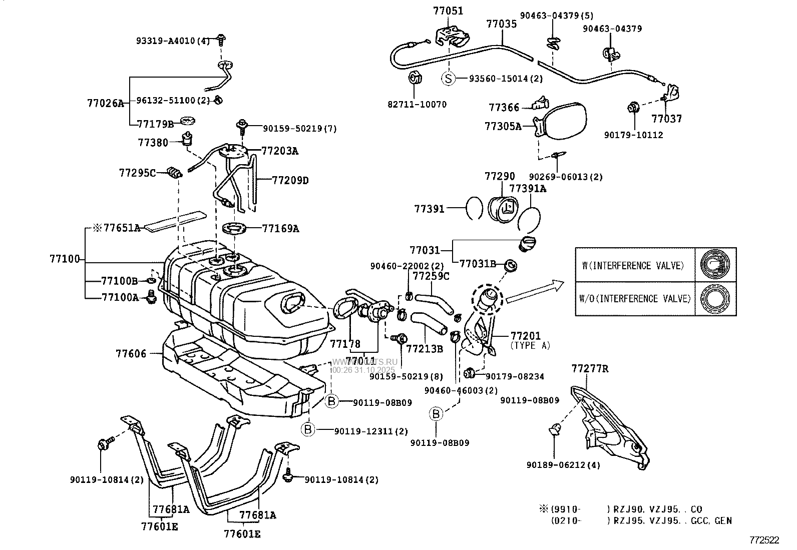 FUEL TANK & TUBE TOYOTA LAND CRUISER 90 (781340)