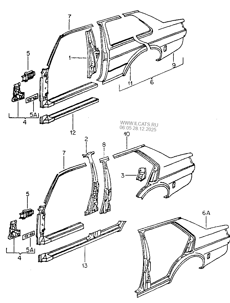 sectional parts for the side section VW GOLF