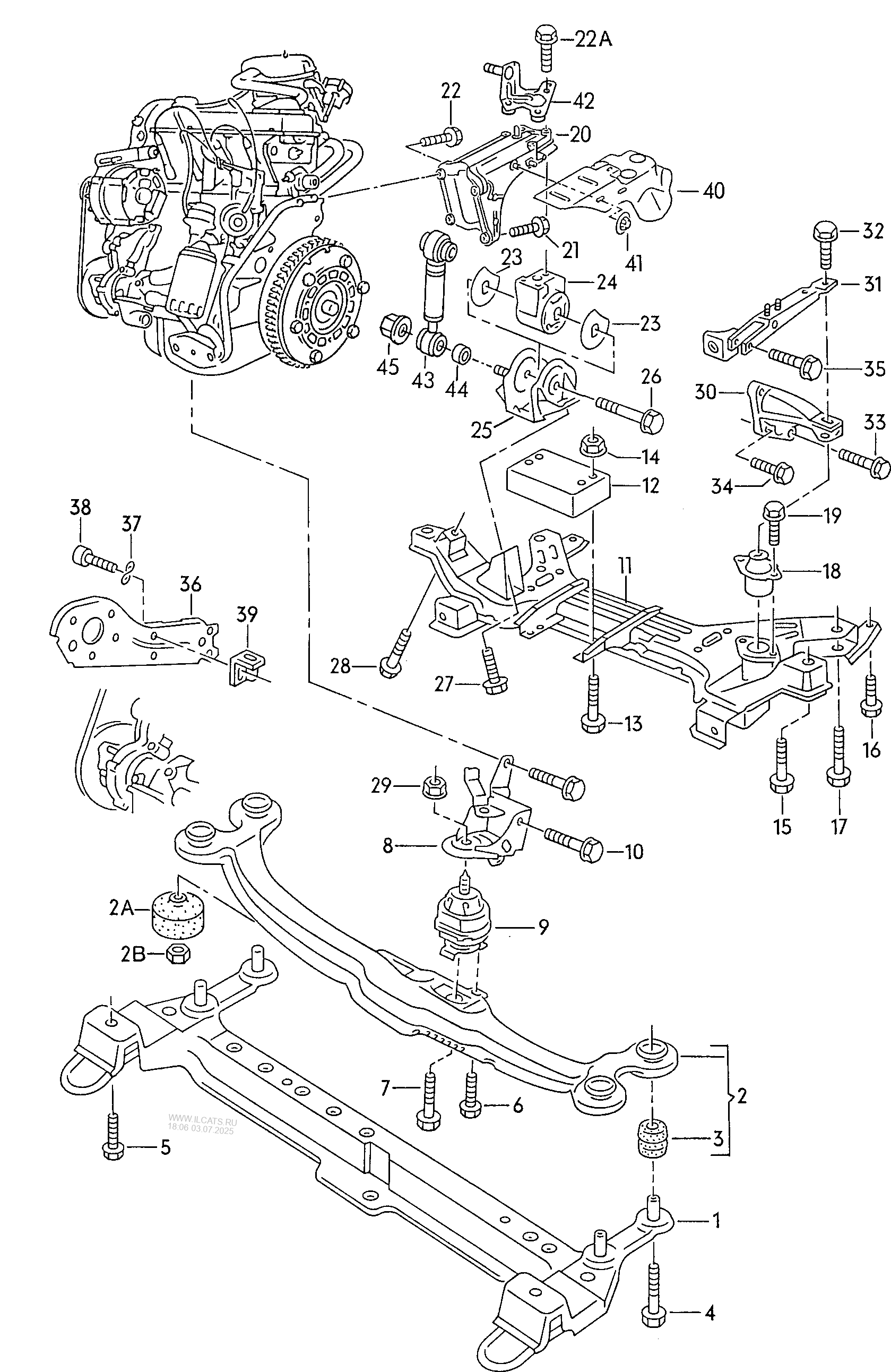 securing parts for engine VW PASSAT