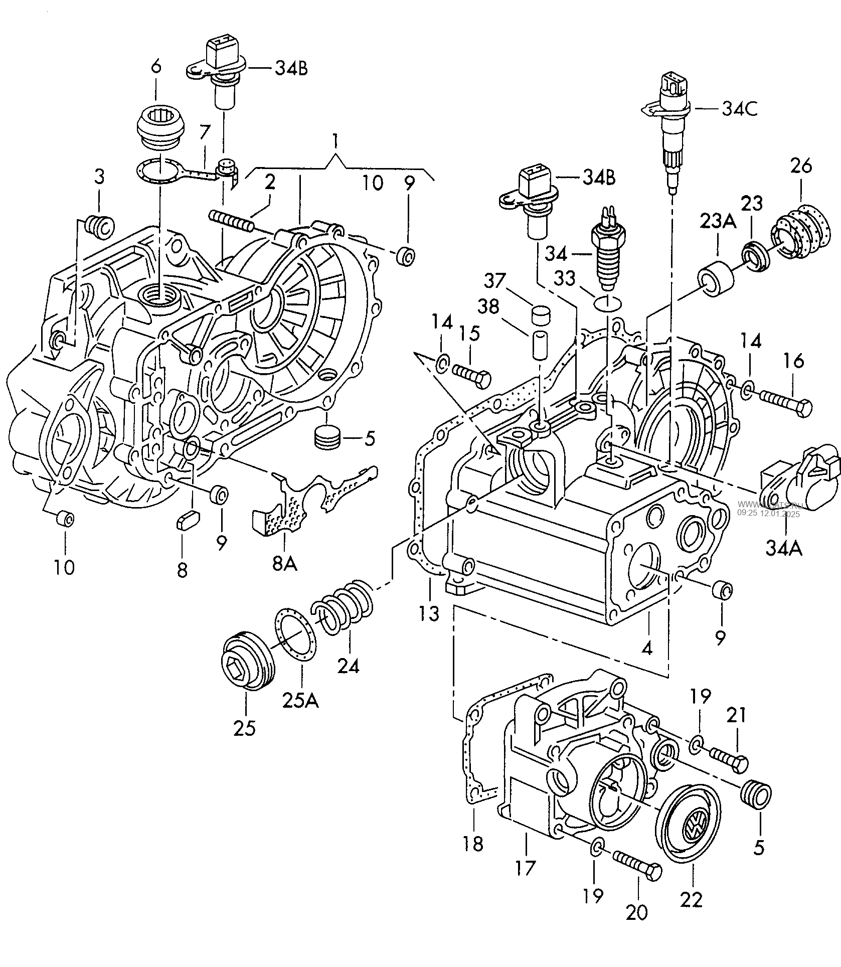 gear housing. for 5 speed manual transmiss. VW