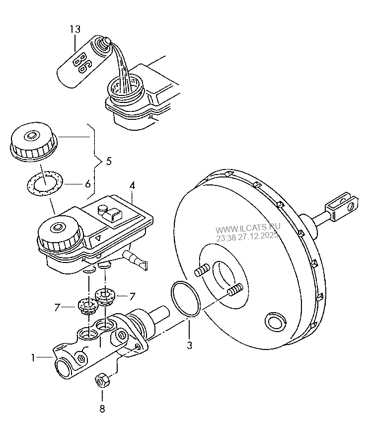 brake master cylinder. reservoir. brake fluid VW TRANSPORTER