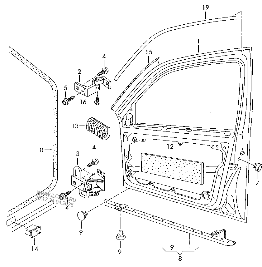 Двери. Петля двери. Фиксатор двери. Уплотнитель двери VW