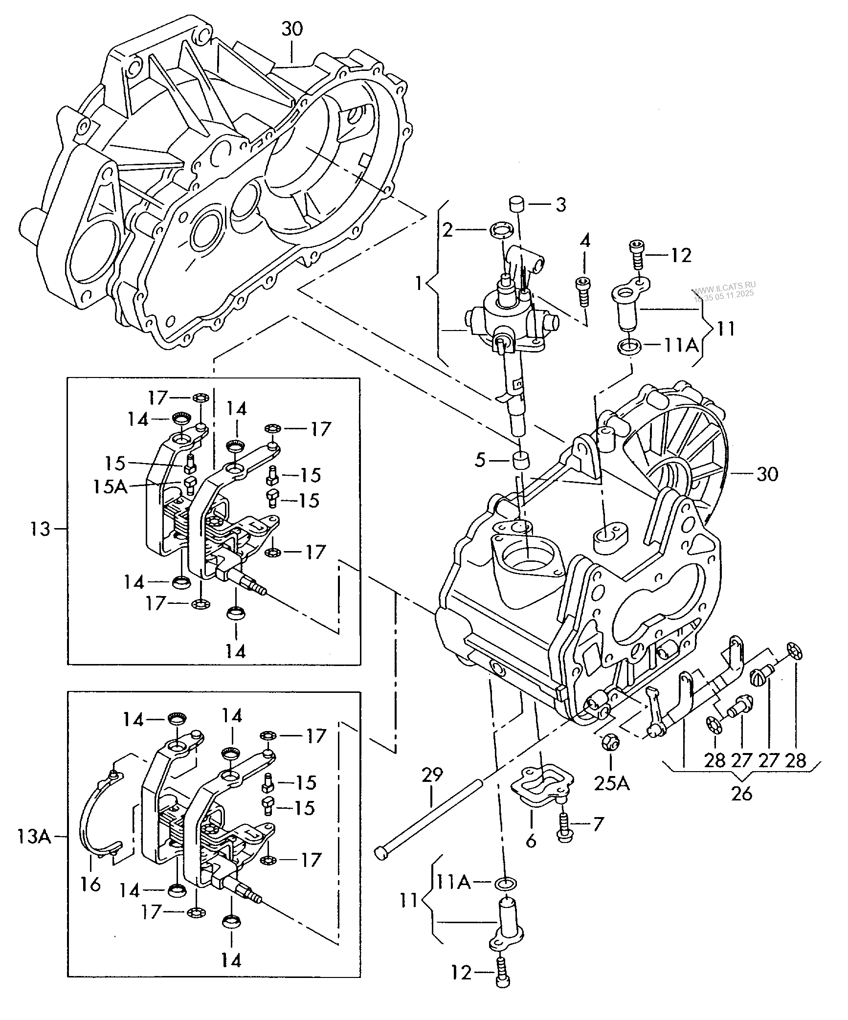 shift rod. shift rail. selector fork. for 5 speed manual transmiss. VW